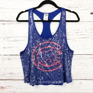 VS Pink Chicago Cubs Sequin Cropped Tank